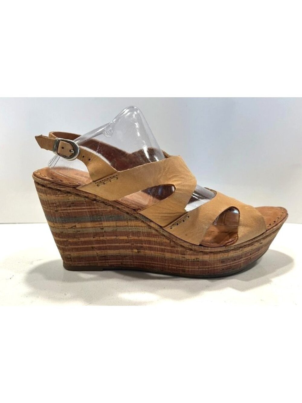 Born Multicolor Cork Wedge Heel  Boho Retro Style Leather Sandals - Sz 9